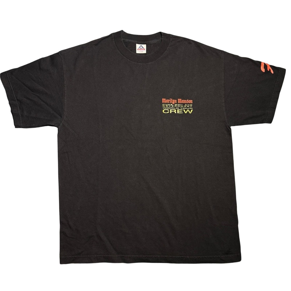 Marilyn Manson Guns God and Government World Tour Crew T-Shirt Black XL AAA Tag